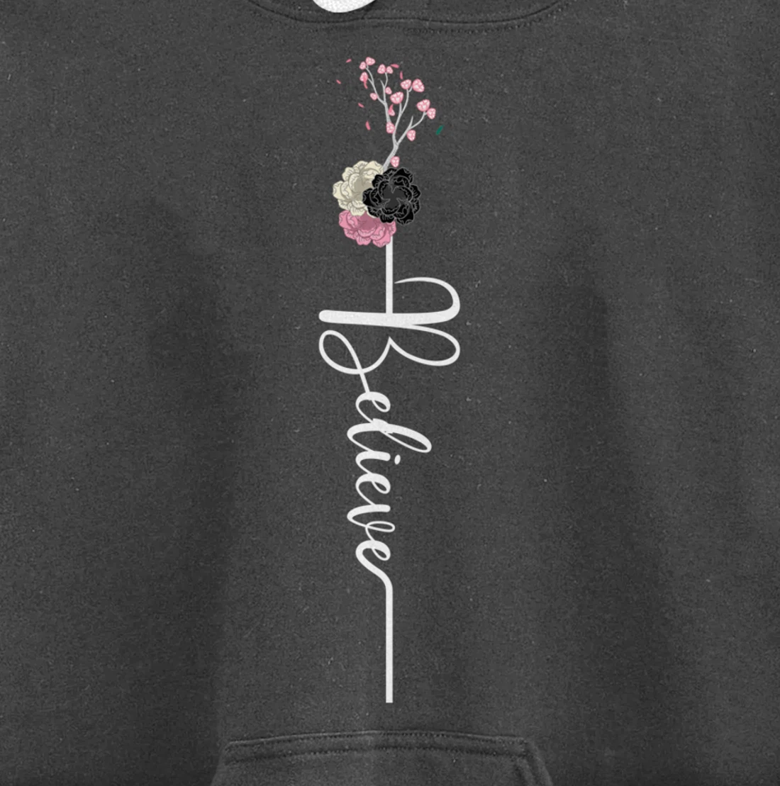 Believe Cross Flower Religious Christian Girls Women Gift Pullover Hoodie