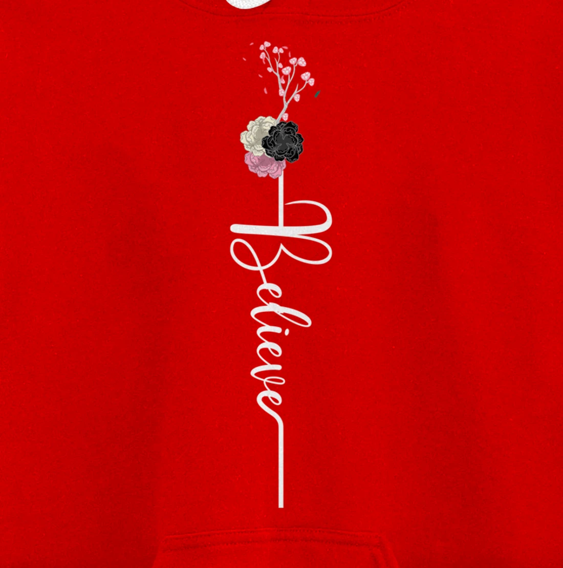 Believe Cross Flower Religious Christian Girls Women Gift Pullover Hoodie