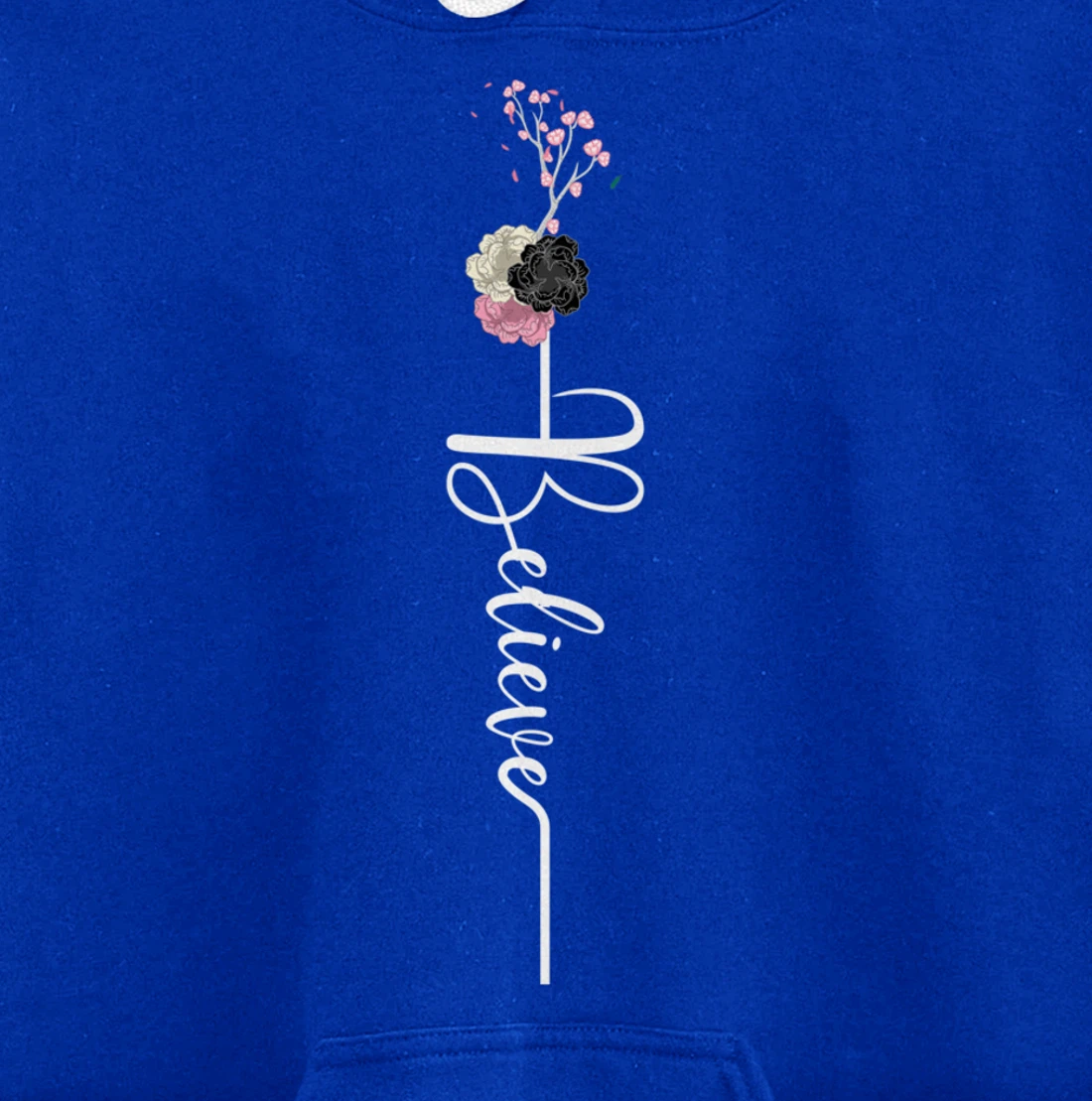 Believe Cross Flower Religious Christian Girls Women Gift Pullover Hoodie