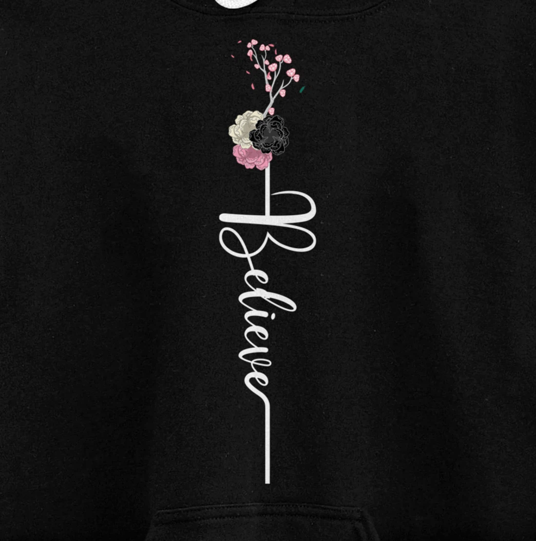 Believe Cross Flower Religious Christian Girls Women Gift Pullover Hoodie