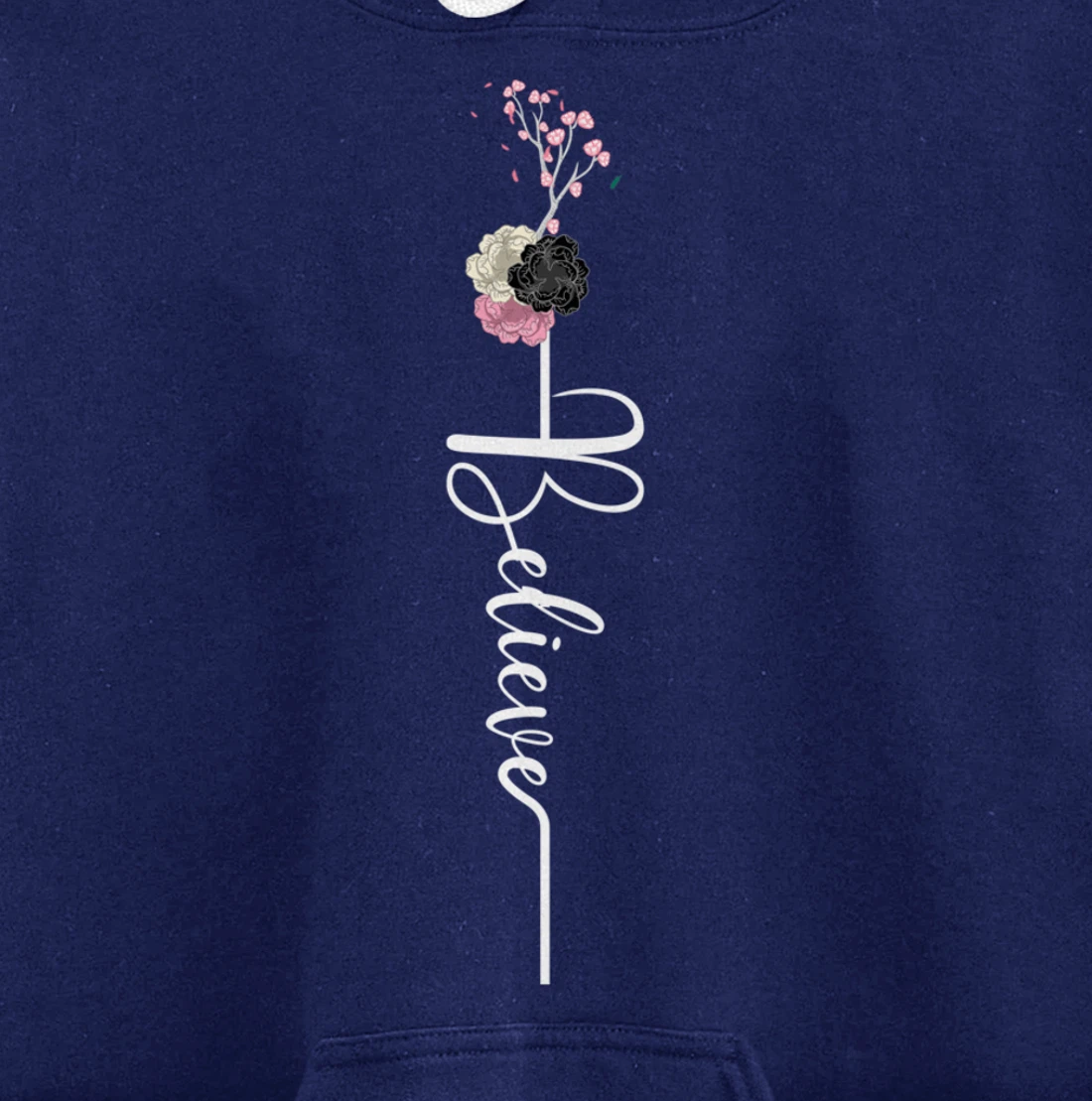 Believe Cross Flower Religious Christian Girls Women Gift Pullover Hoodie