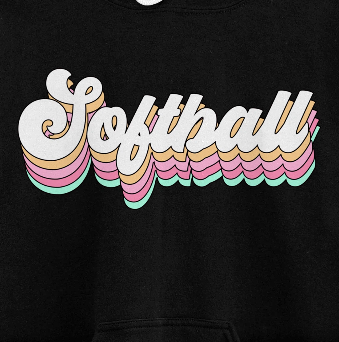 Cute Softball Player Gift for Teen Girls Teenager Retro 70s Pullover Hoodie