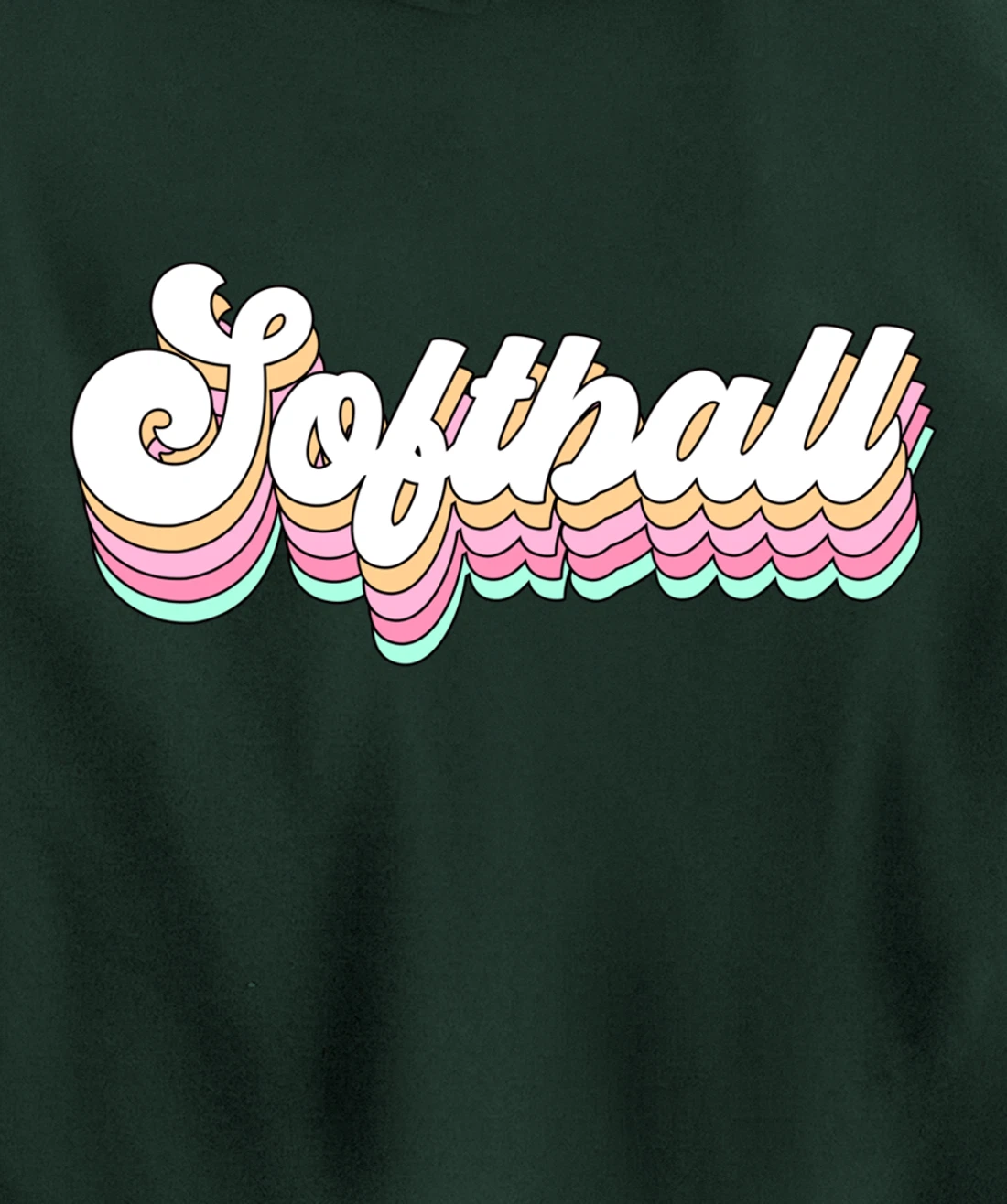 Cute Softball Player Gift for Teen Girls Teenager Retro 70s Pullover Hoodie