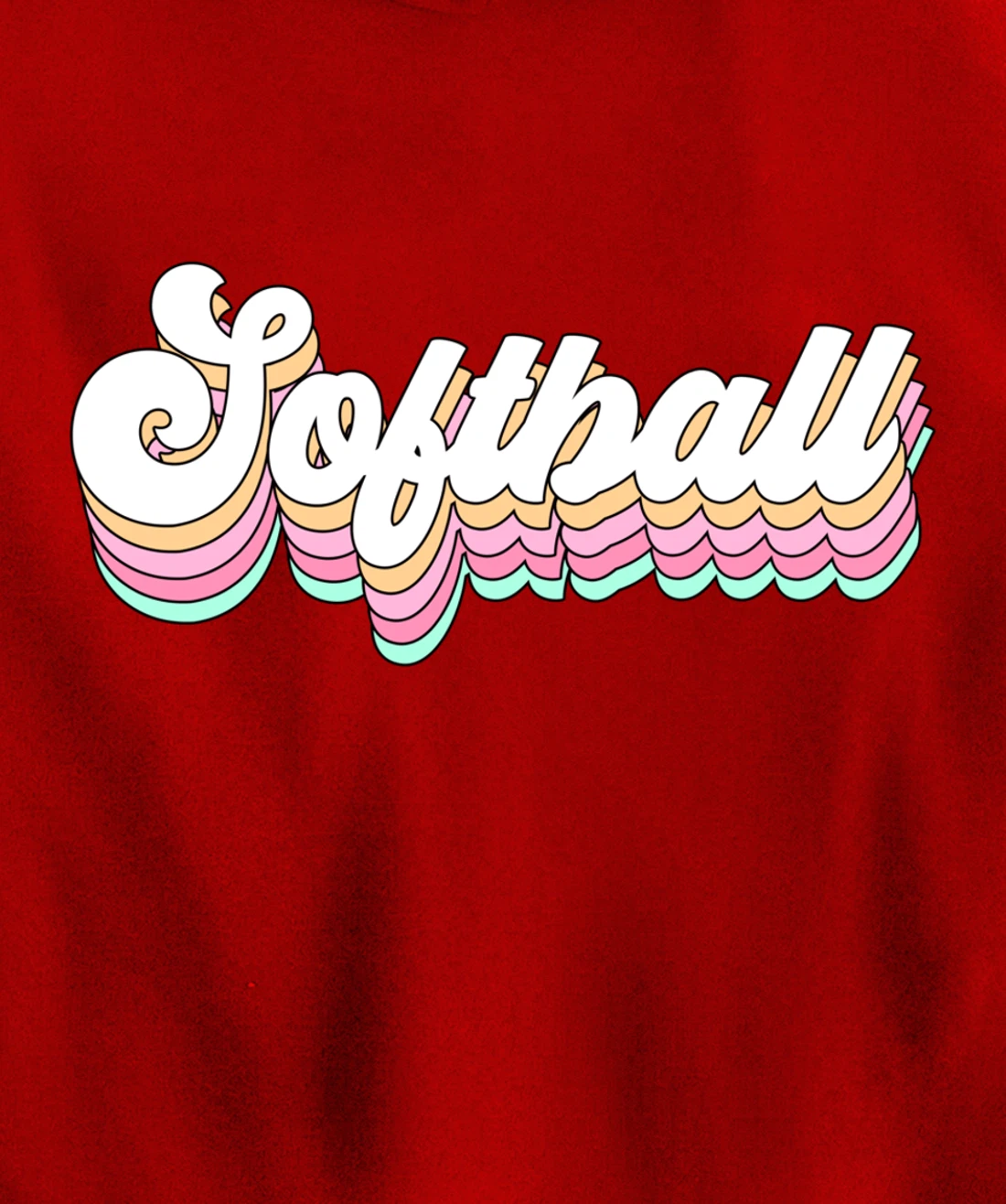 Cute Softball Player Gift for Teen Girls Teenager Retro 70s Pullover Hoodie