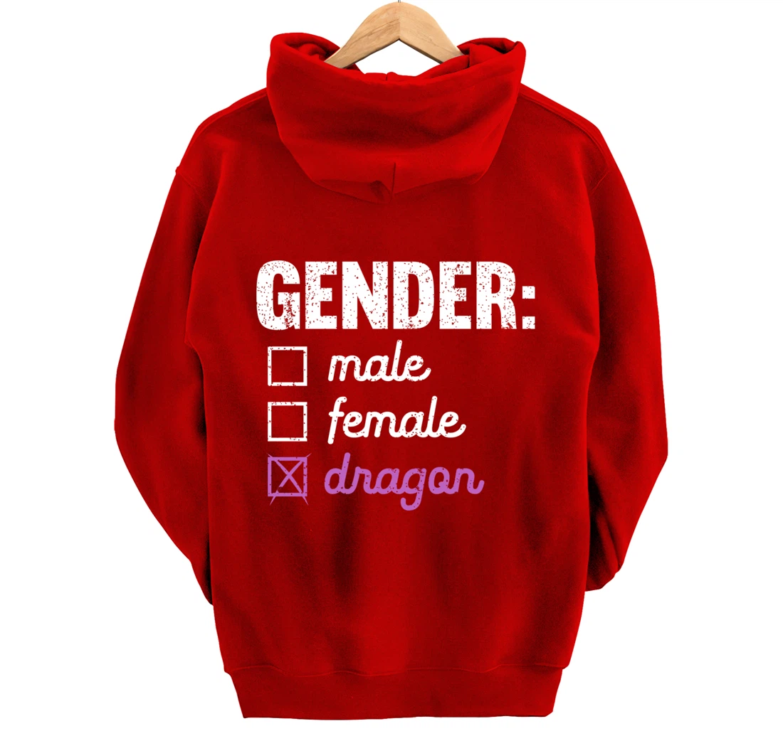 Gender Male Female Dragon Funny Genderfluid Nonbinary Gift Pullover Hoodie