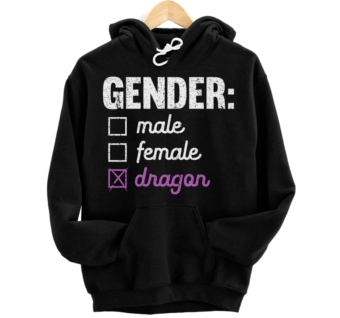 Gender Male Female Dragon Funny Genderfluid Nonbinary Gift Pullover Hoodie