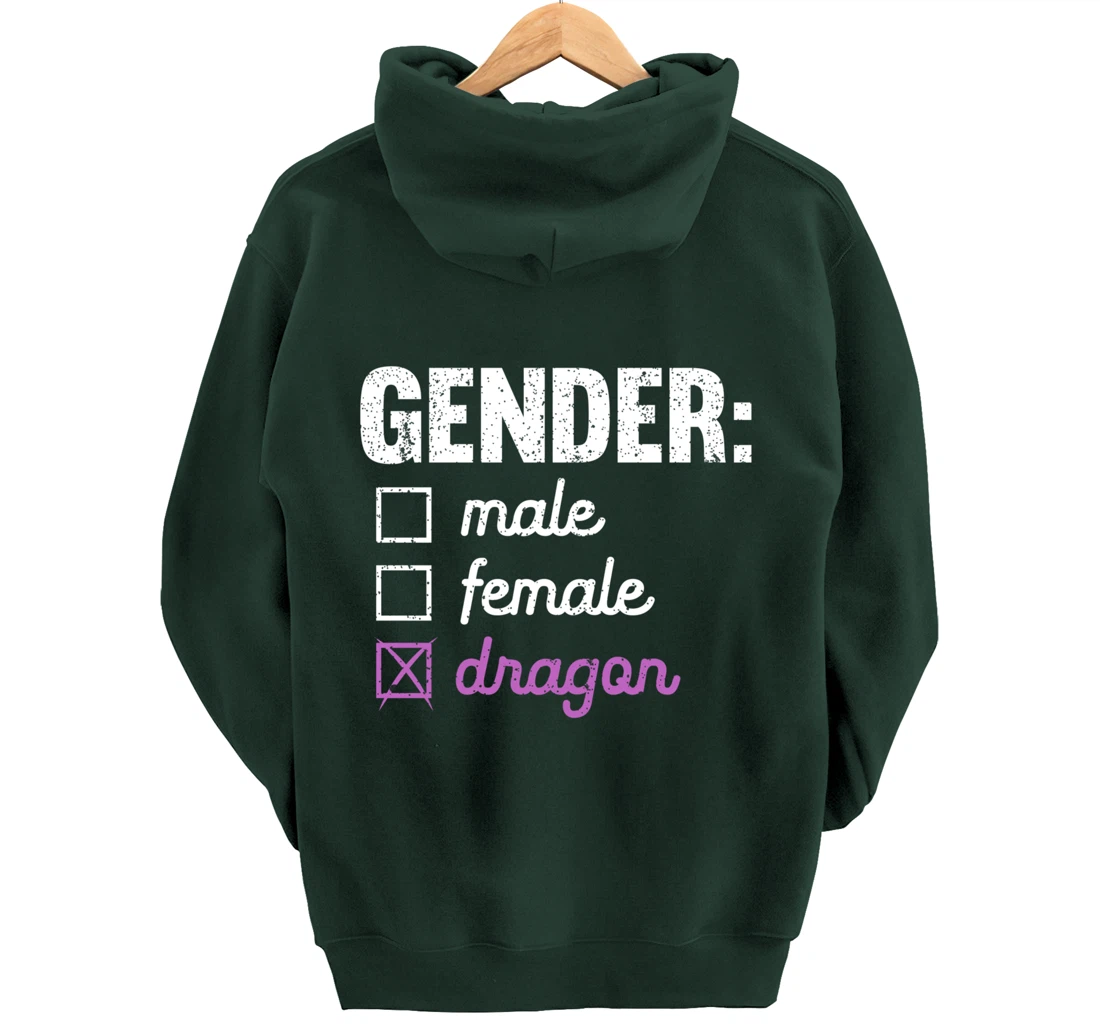 Gender Male Female Dragon Funny Genderfluid Nonbinary Gift Pullover Hoodie