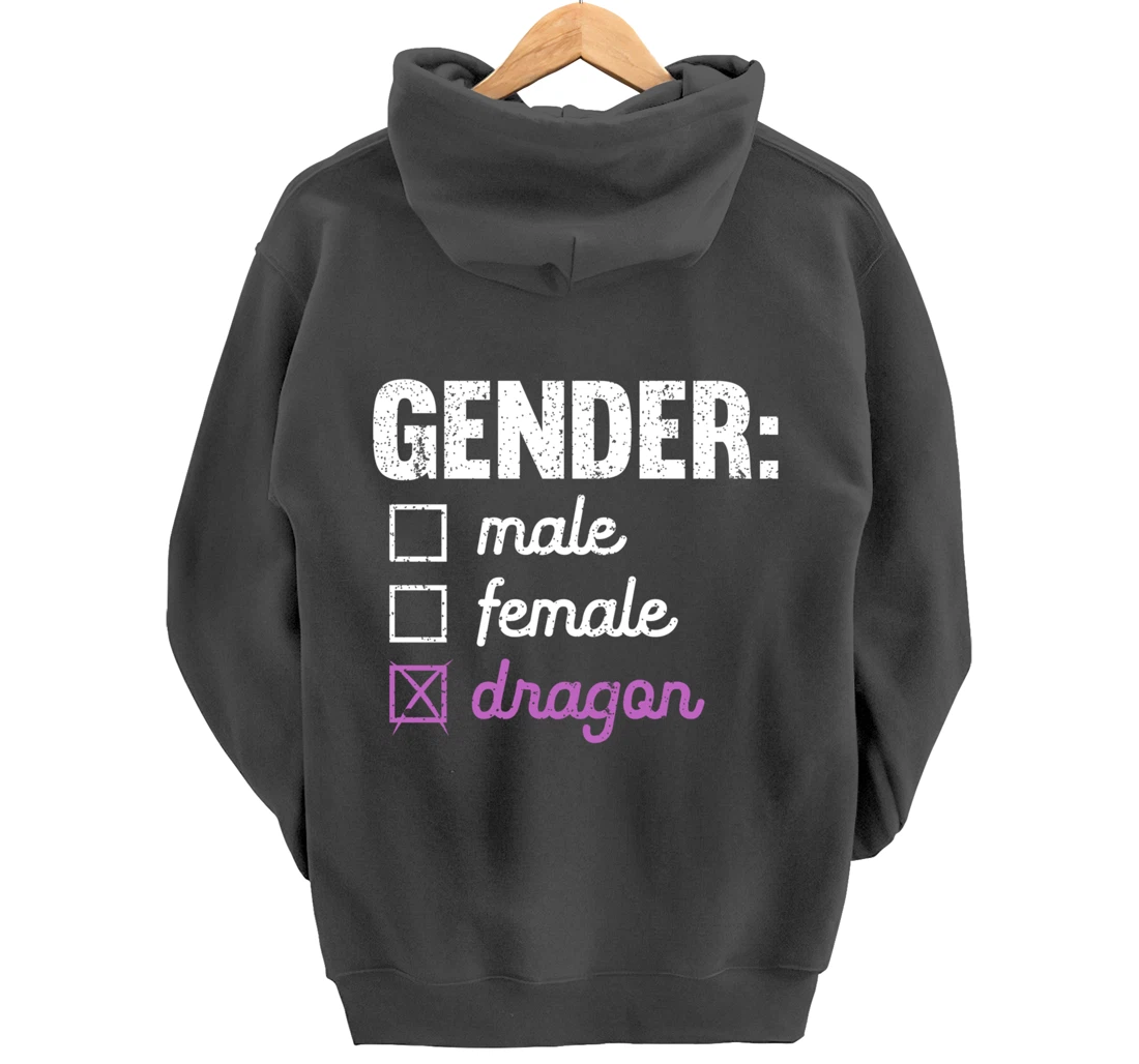 Gender Male Female Dragon Funny Genderfluid Nonbinary Gift Pullover Hoodie