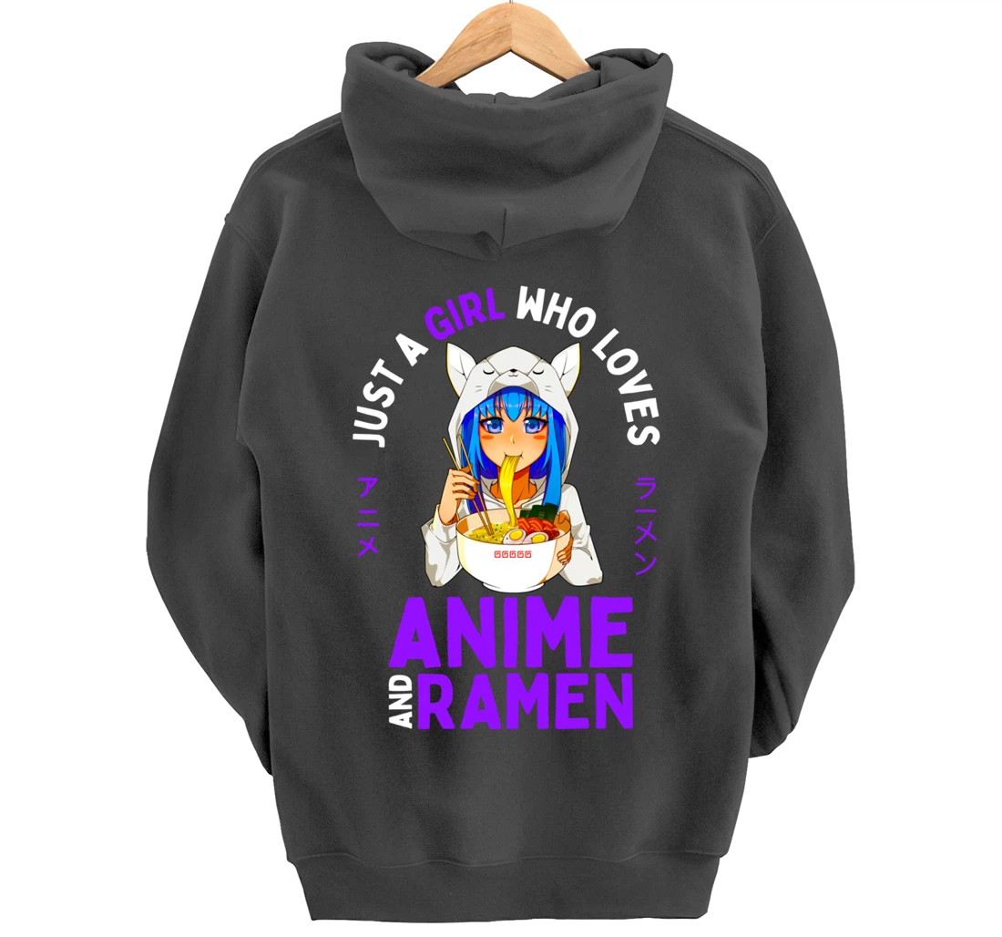 Just a Girl Who Loves Anime and Ramen Women Teen Girls Gift Pullover Hoodie