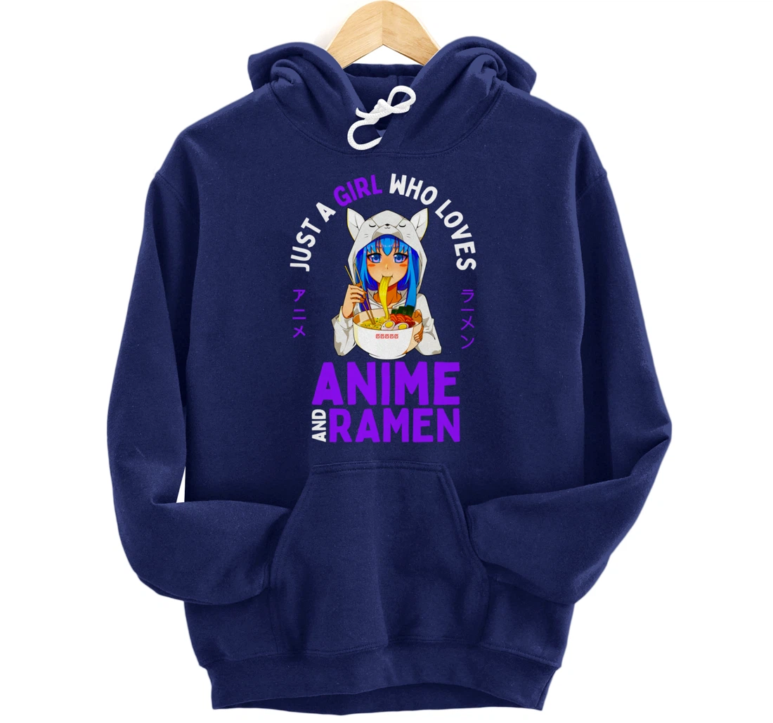 Just a Girl Who Loves Anime and Ramen Women Teen Girls Gift Pullover Hoodie