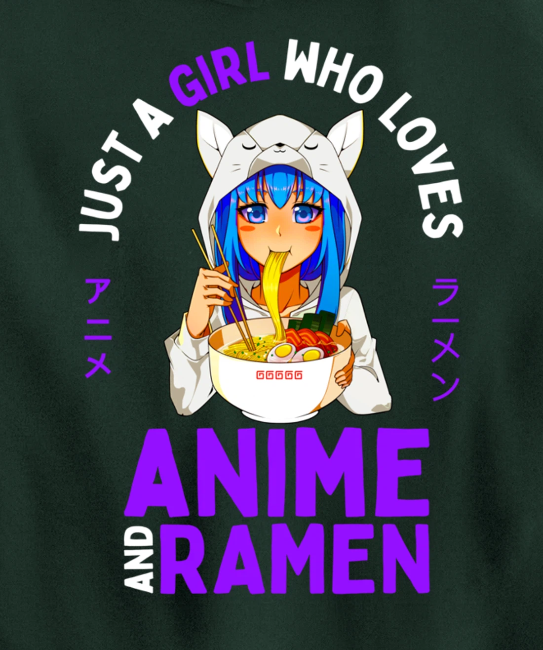 Just a Girl Who Loves Anime and Ramen Women Teen Girls Gift Pullover Hoodie