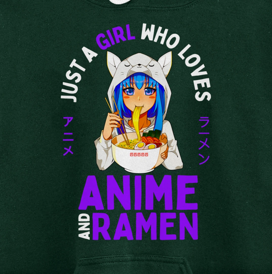 Just a Girl Who Loves Anime and Ramen Women Teen Girls Gift Pullover Hoodie