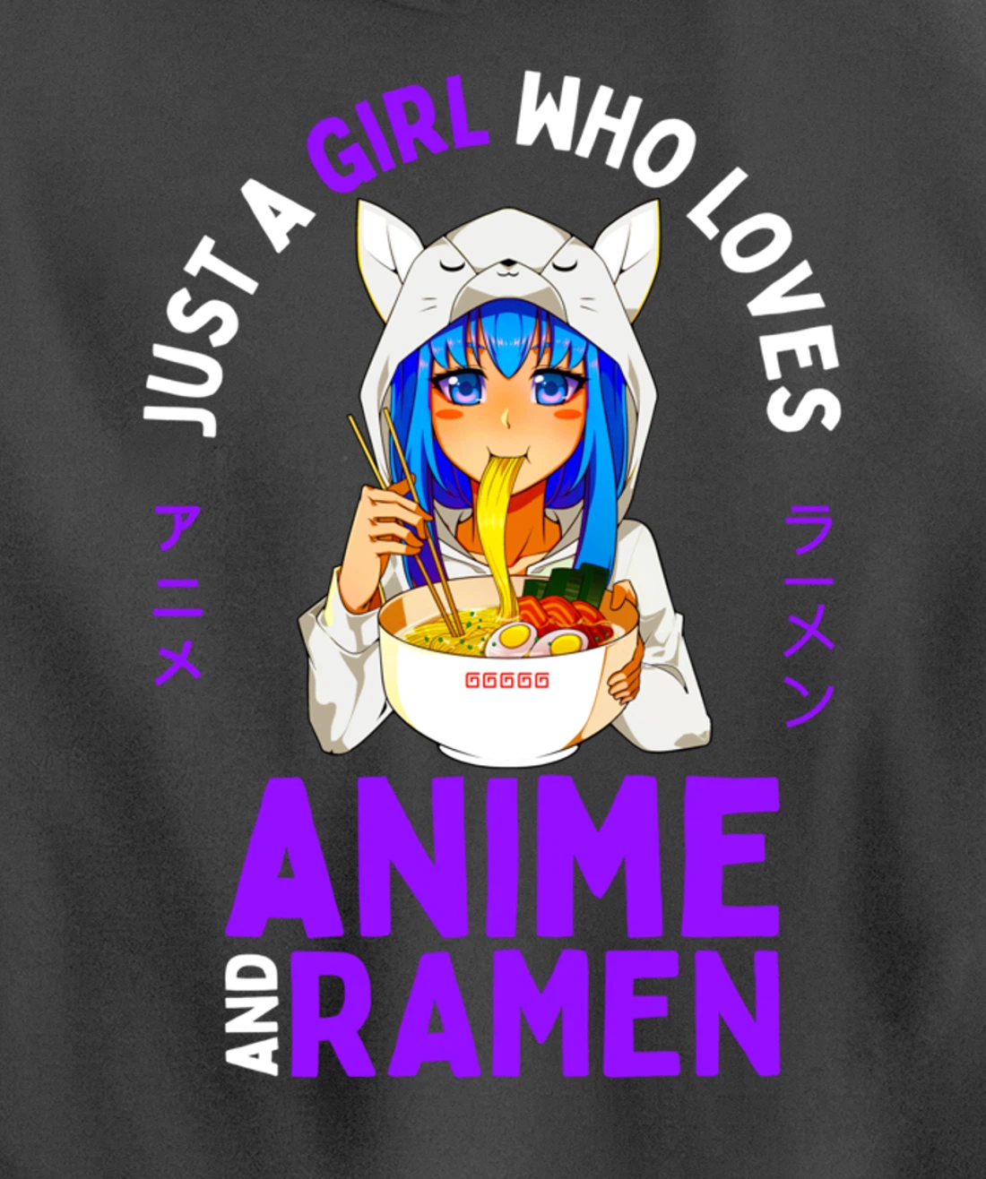Just a Girl Who Loves Anime and Ramen Women Teen Girls Gift Pullover Hoodie