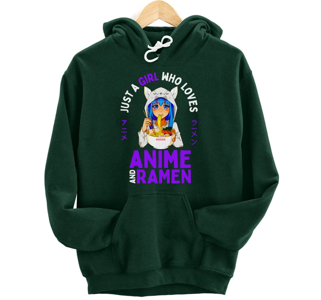 Just a Girl Who Loves Anime and Ramen Women Teen Girls Gift Pullover Hoodie