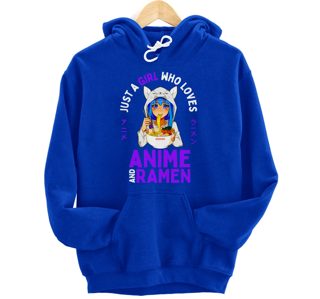 Just a Girl Who Loves Anime and Ramen Women Teen Girls Gift Pullover Hoodie