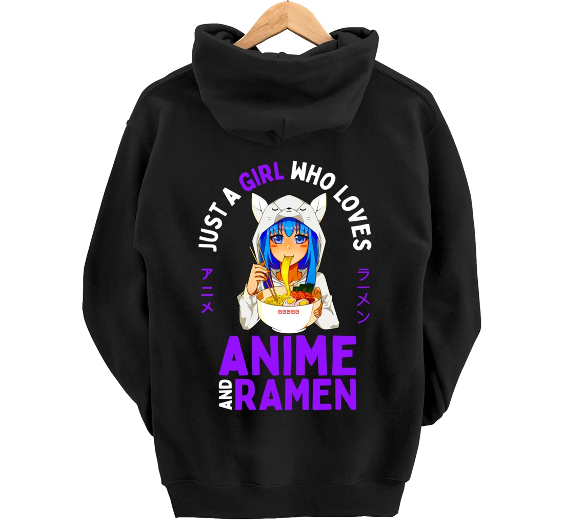 Just a Girl Who Loves Anime and Ramen Women Teen Girls Gift Pullover Hoodie