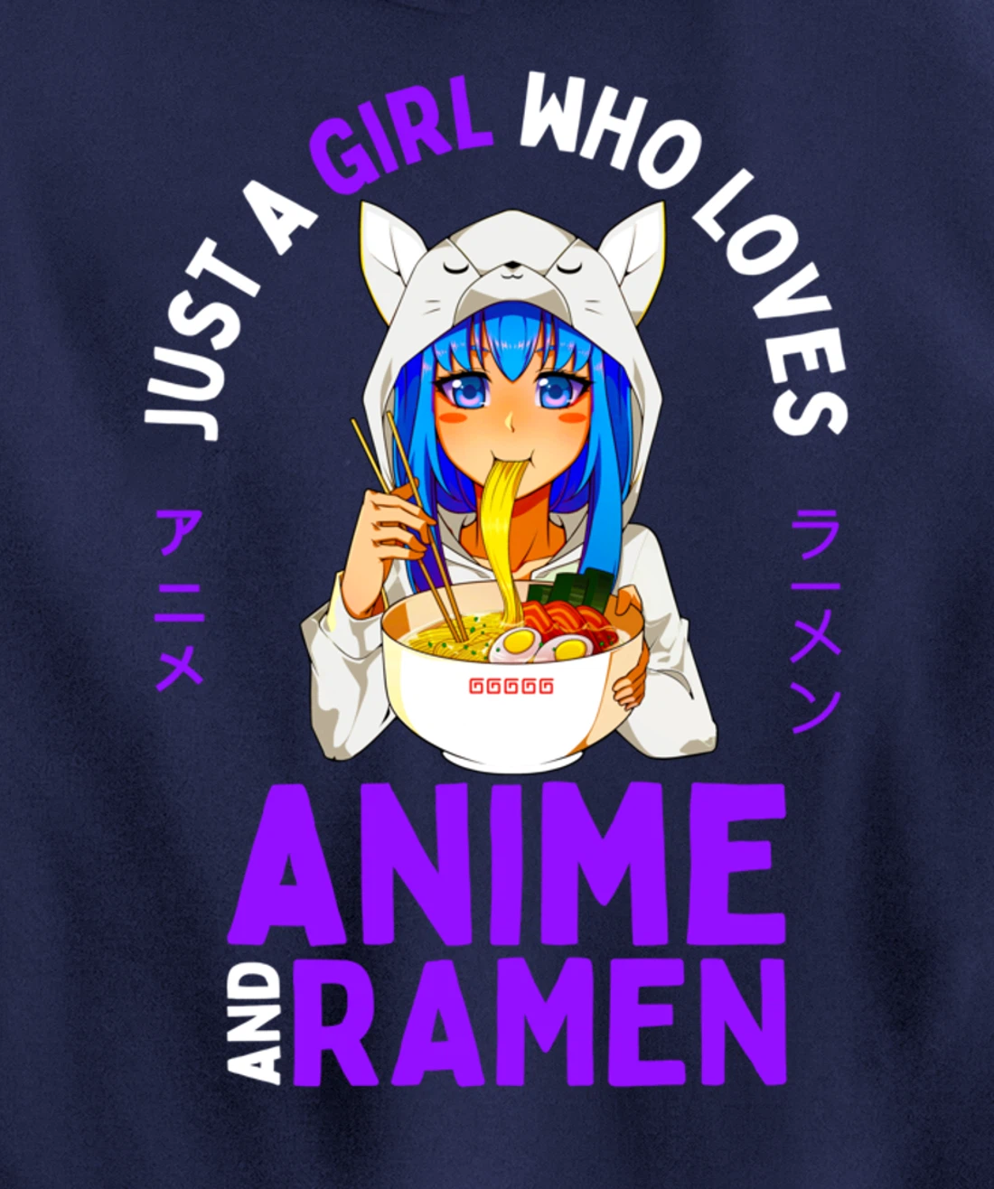Just a Girl Who Loves Anime and Ramen Women Teen Girls Gift Pullover Hoodie