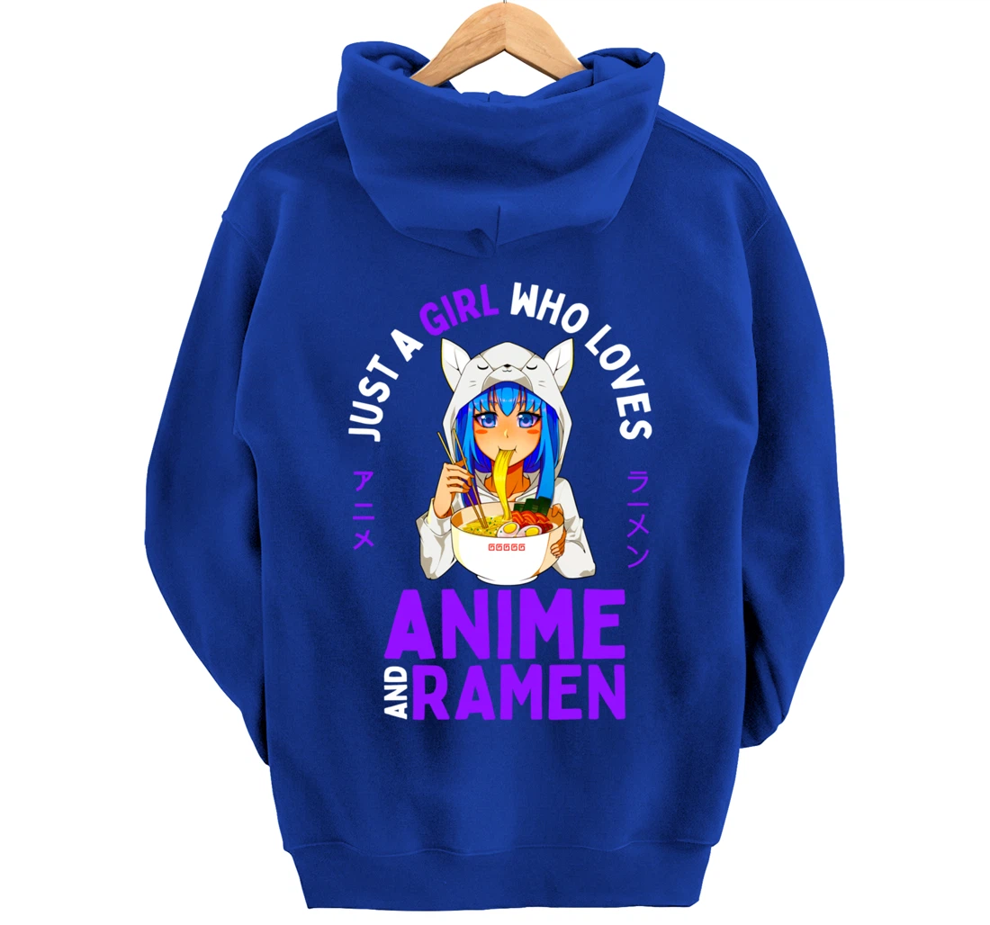 Just a Girl Who Loves Anime and Ramen Women Teen Girls Gift Pullover Hoodie