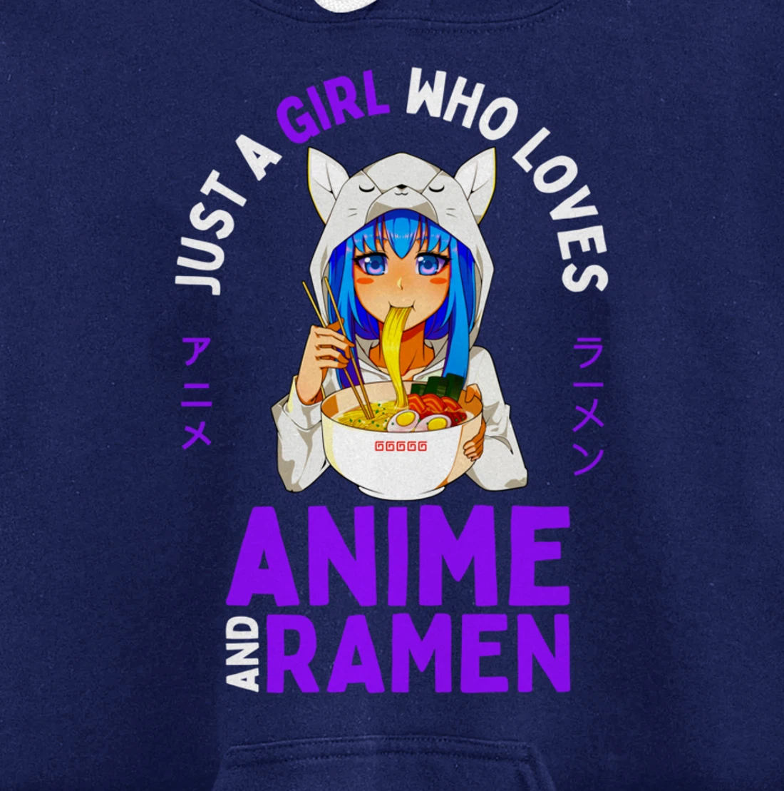 Just a Girl Who Loves Anime and Ramen Women Teen Girls Gift Pullover Hoodie