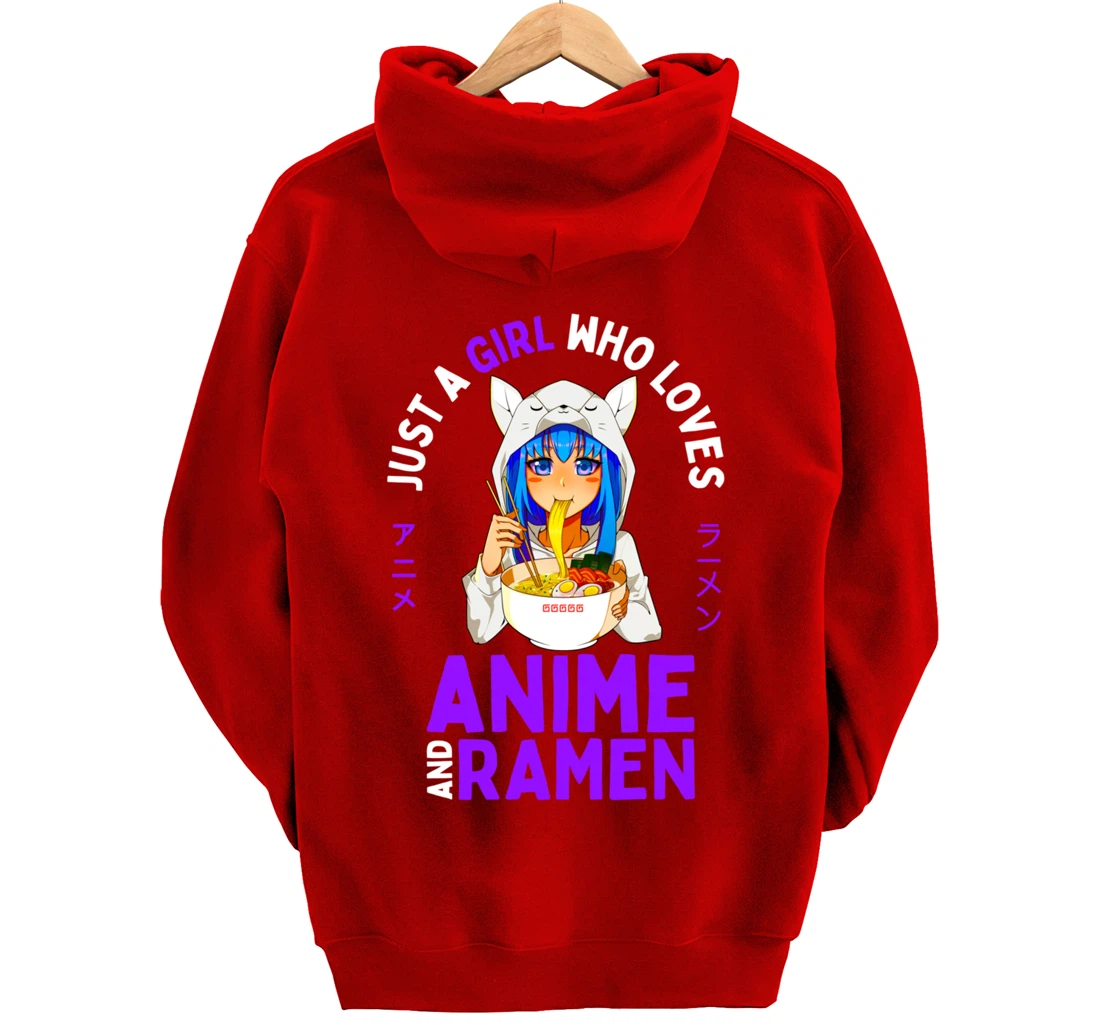 Just a Girl Who Loves Anime and Ramen Women Teen Girls Gift Pullover Hoodie