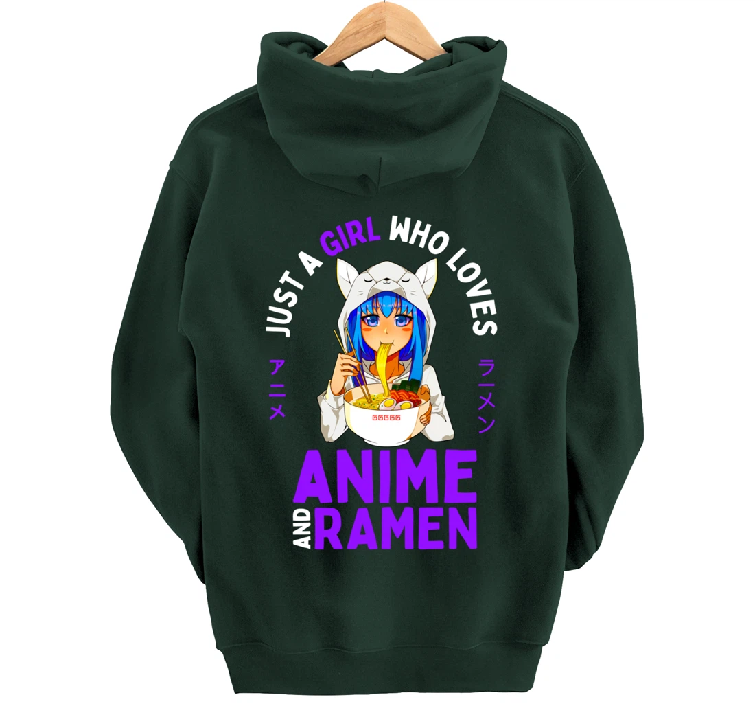 Just a Girl Who Loves Anime and Ramen Women Teen Girls Gift Pullover Hoodie