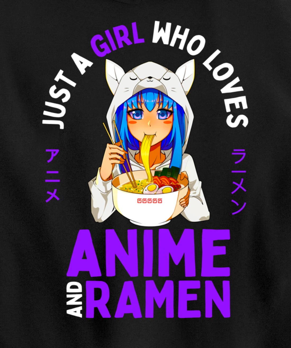 Just a Girl Who Loves Anime and Ramen Women Teen Girls Gift Pullover Hoodie
