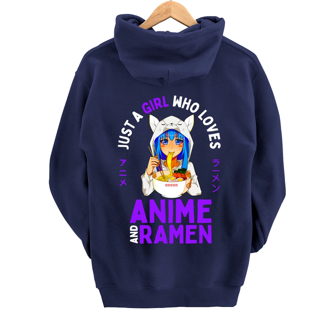 Just a Girl Who Loves Anime and Ramen Women Teen Girls Gift Pullover Hoodie