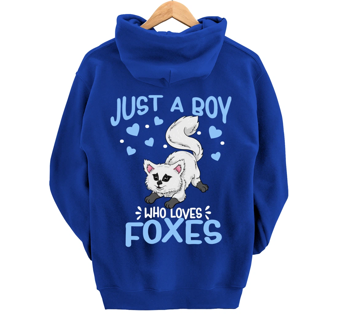 Just A Boy Who Loves Foxes Cute Arctic Baby Fox Pullover Hoodie