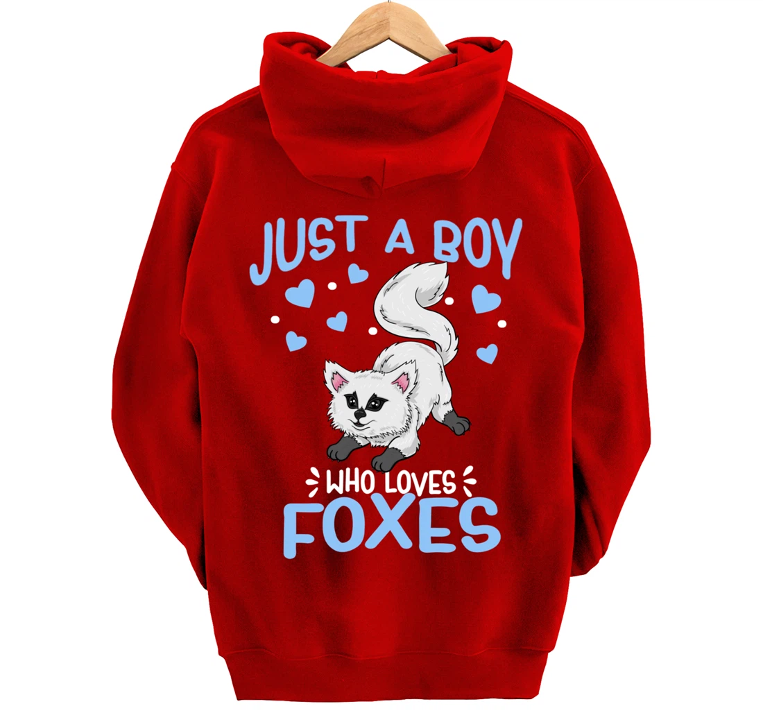 Just A Boy Who Loves Foxes Cute Arctic Baby Fox Pullover Hoodie