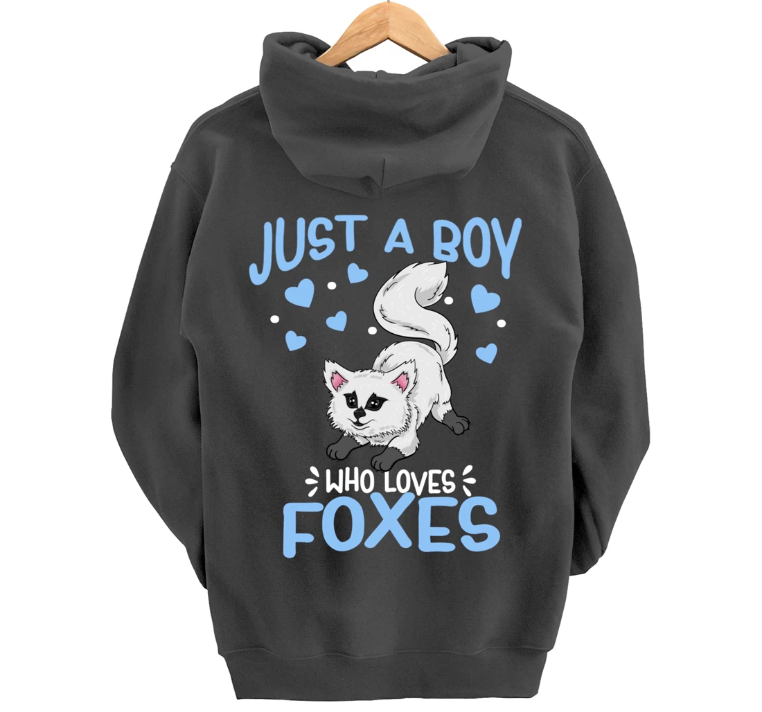 Just A Boy Who Loves Foxes Cute Arctic Baby Fox Pullover Hoodie
