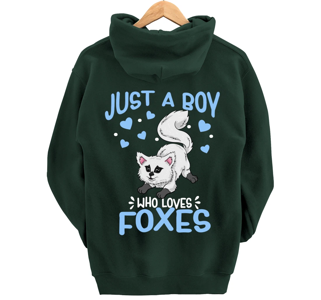 Just A Boy Who Loves Foxes Cute Arctic Baby Fox Pullover Hoodie