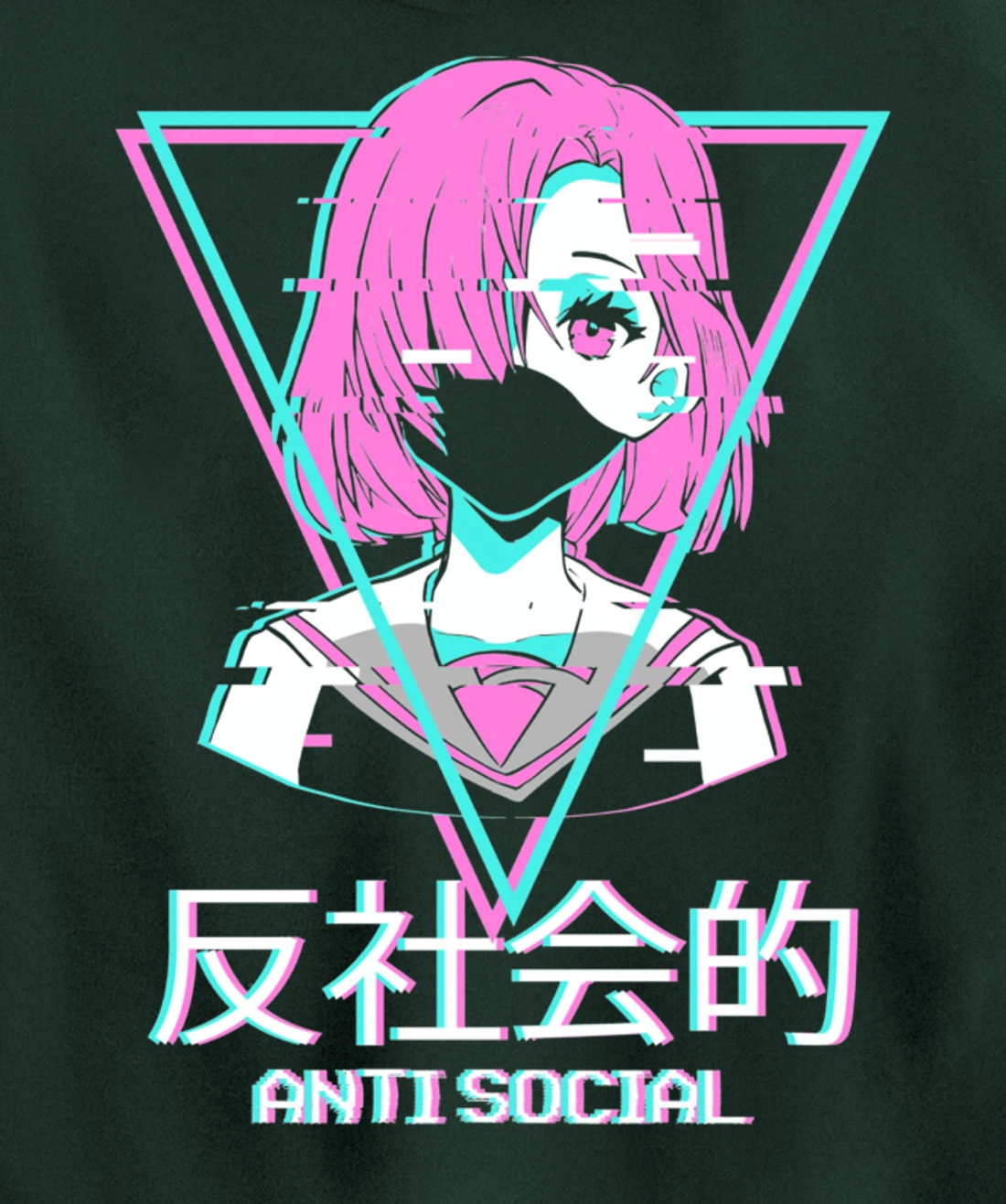 Antisocial Vaporwave Anime Girl Japanese Aesthetic Pullover Hoodie