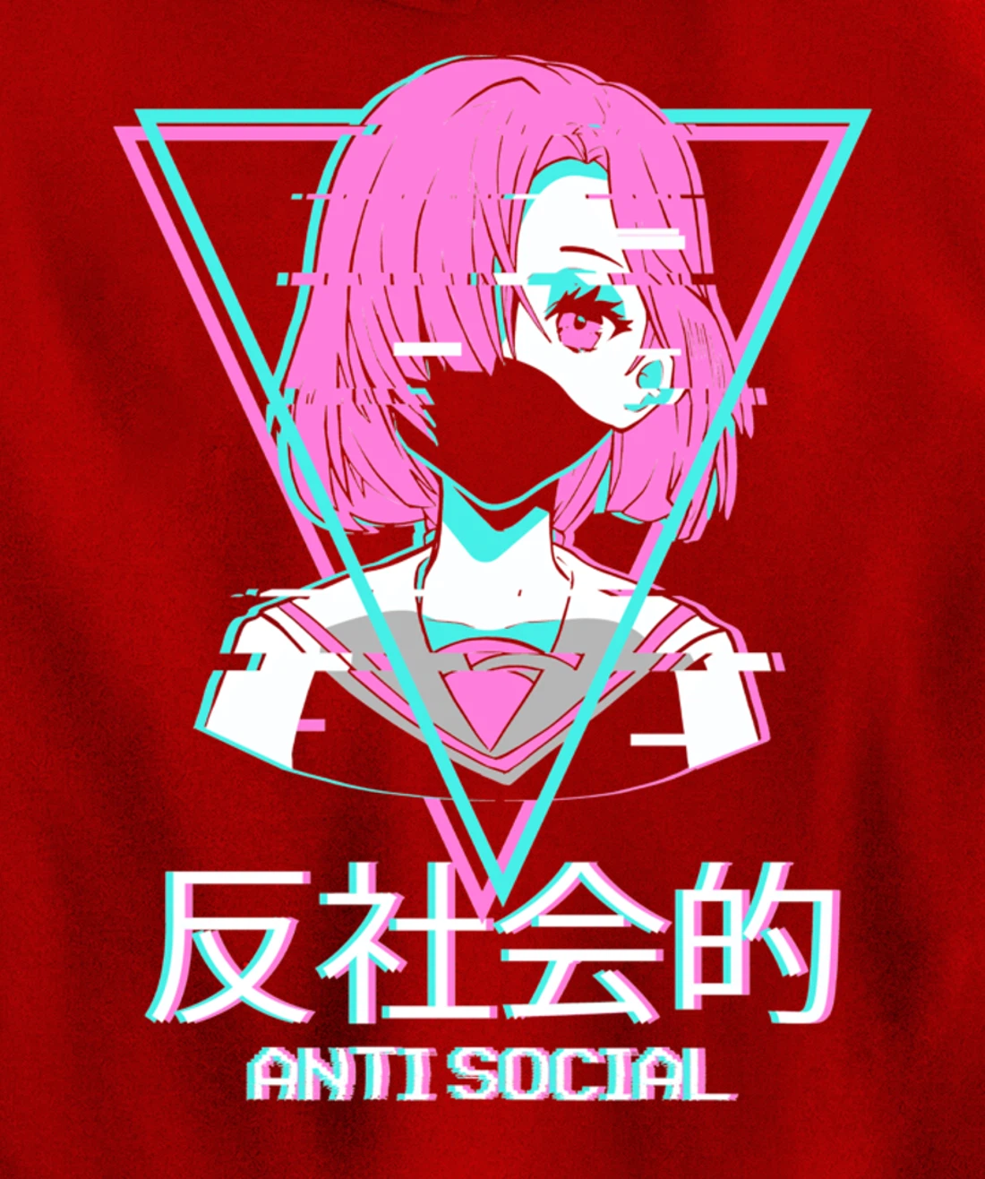 Antisocial Vaporwave Anime Girl Japanese Aesthetic Pullover Hoodie