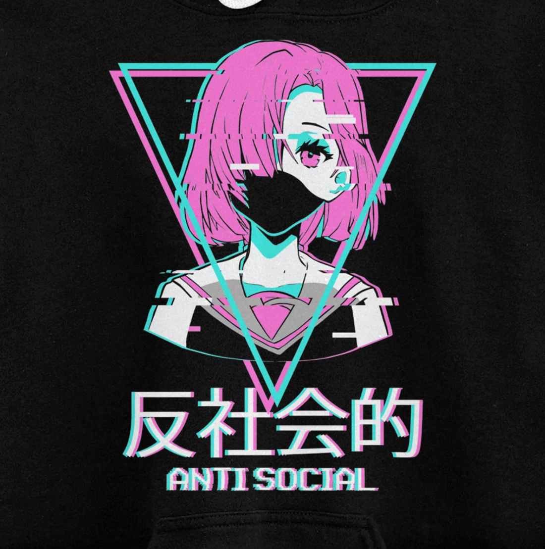 Antisocial Vaporwave Anime Girl Japanese Aesthetic Pullover Hoodie