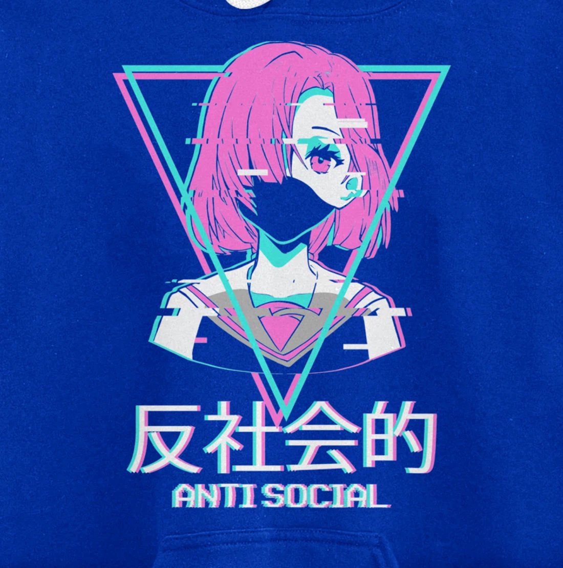 Antisocial Vaporwave Anime Girl Japanese Aesthetic Pullover Hoodie