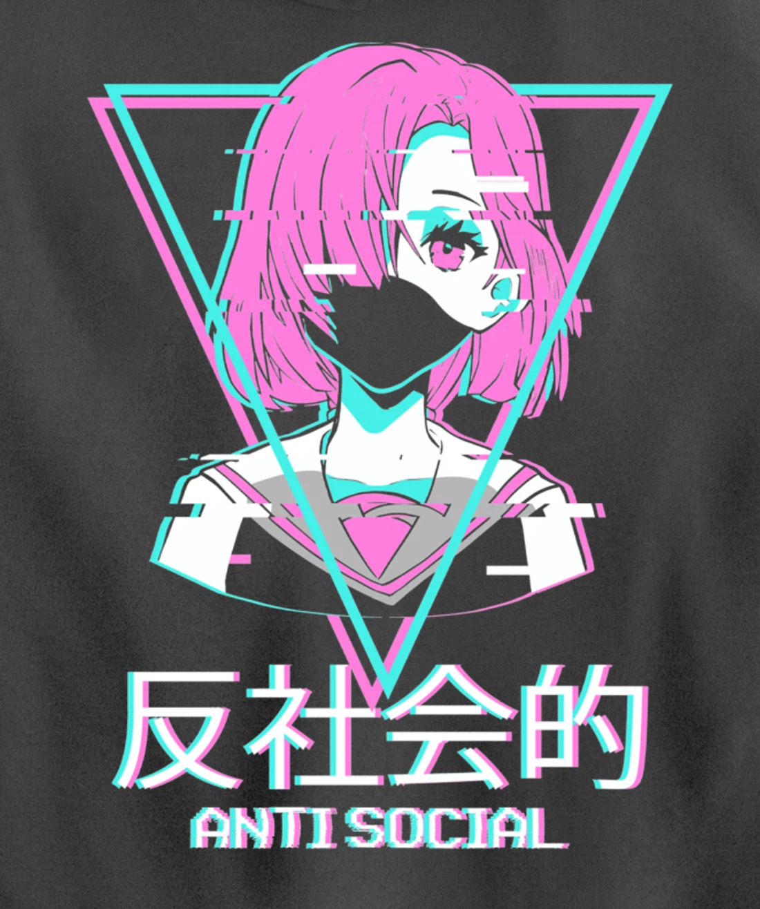 Antisocial Vaporwave Anime Girl Japanese Aesthetic Pullover Hoodie