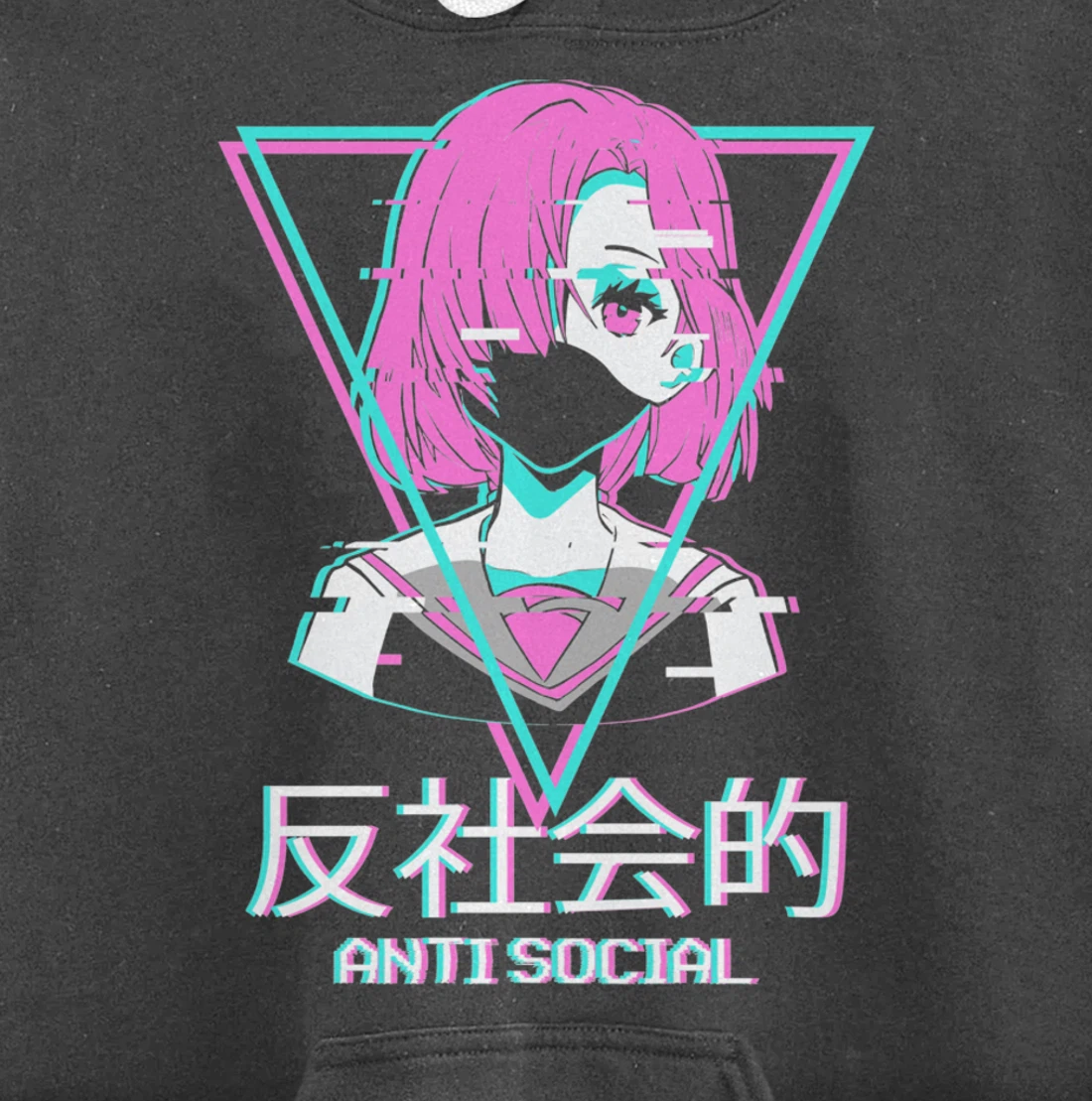 Antisocial Vaporwave Anime Girl Japanese Aesthetic Pullover Hoodie