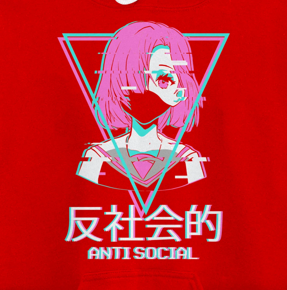 Antisocial Vaporwave Anime Girl Japanese Aesthetic Pullover Hoodie