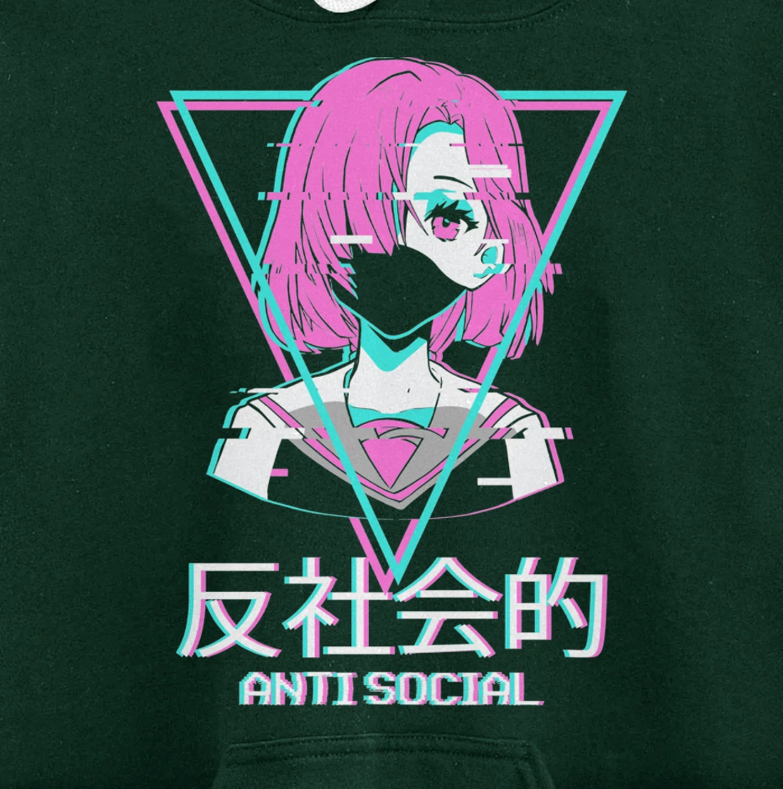 Antisocial Vaporwave Anime Girl Japanese Aesthetic Pullover Hoodie