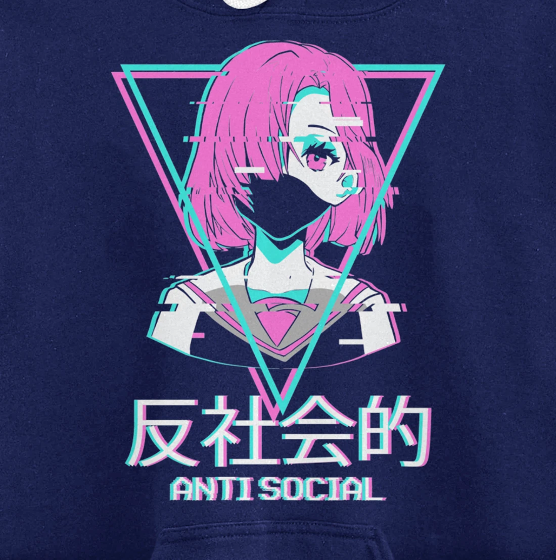Antisocial Vaporwave Anime Girl Japanese Aesthetic Pullover Hoodie