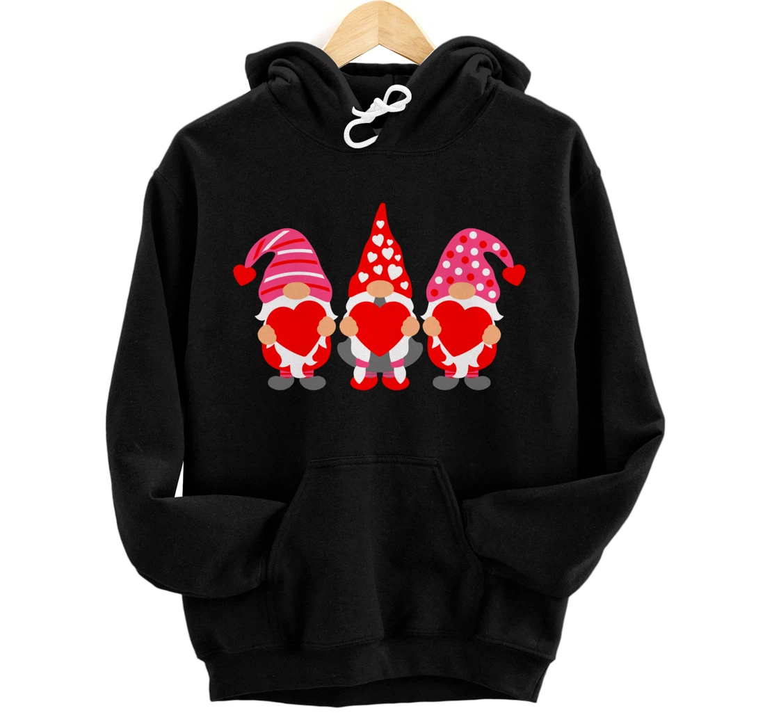 Valentine Gnomes Holding Hearts Valentine's Day Gnome Love Pullover Hoodie