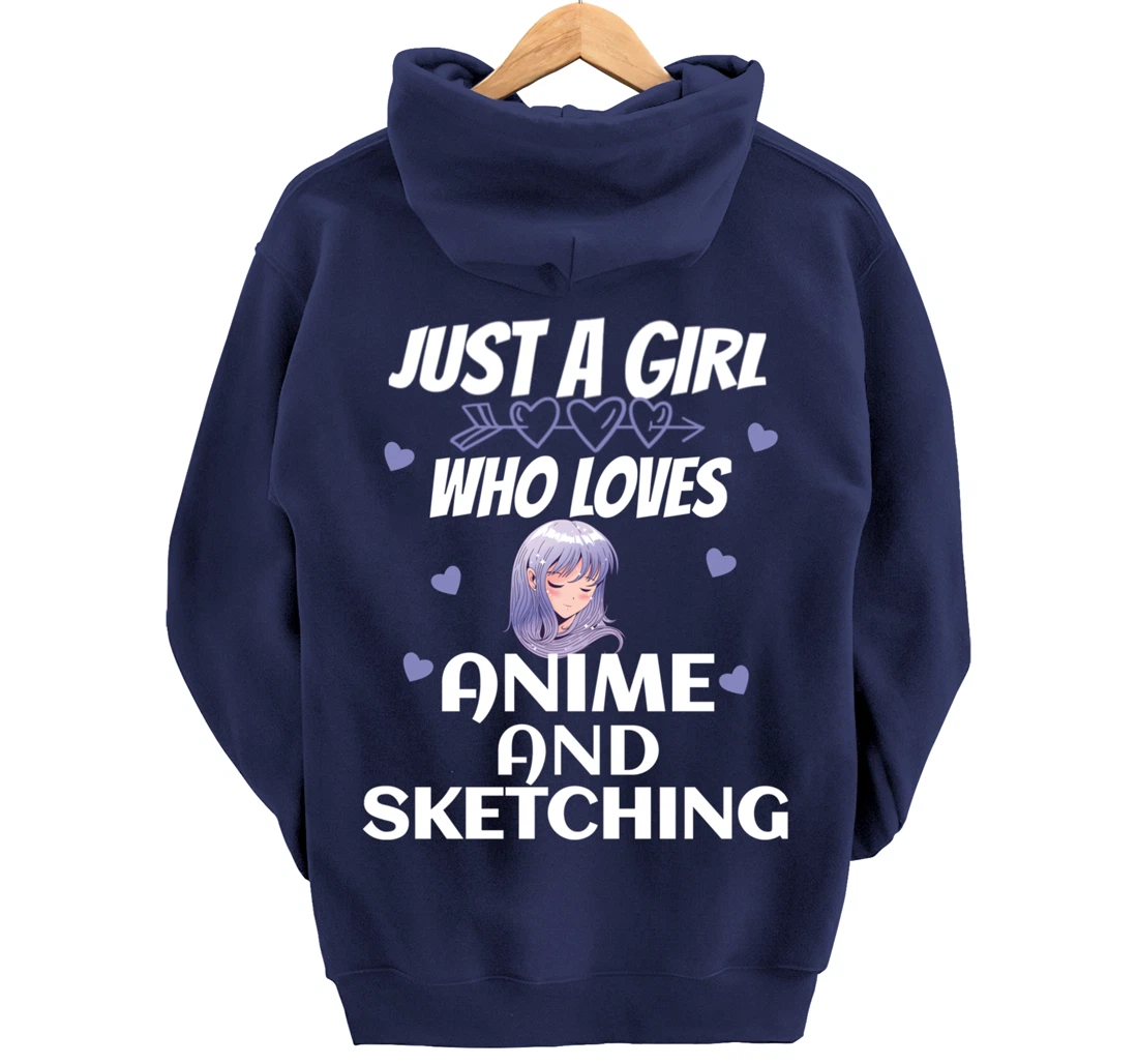 Just A Girl Who Loves Anime and sketching Gift Women Pullover Hoodie