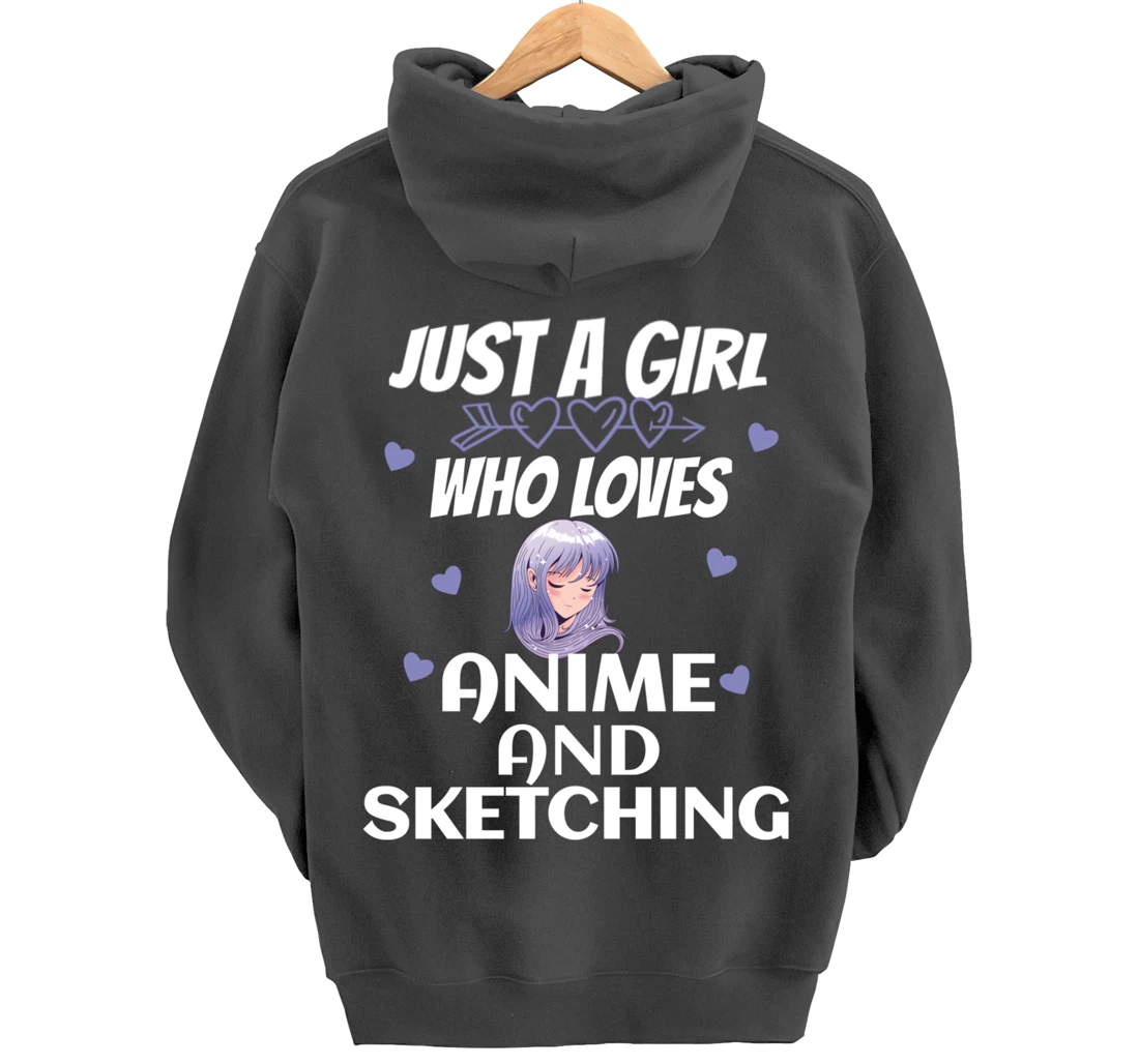Just A Girl Who Loves Anime and sketching Gift Women Pullover Hoodie
