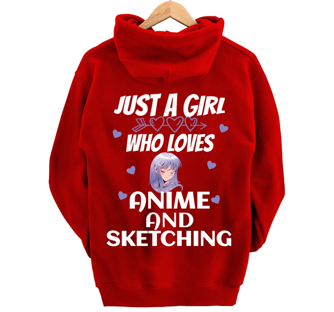 Just A Girl Who Loves Anime and sketching Gift Women Pullover Hoodie