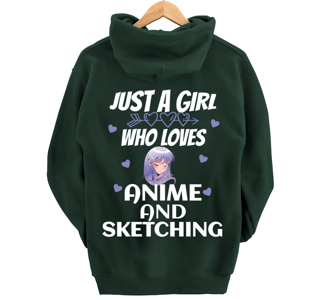 Just A Girl Who Loves Anime and sketching Gift Women Pullover Hoodie