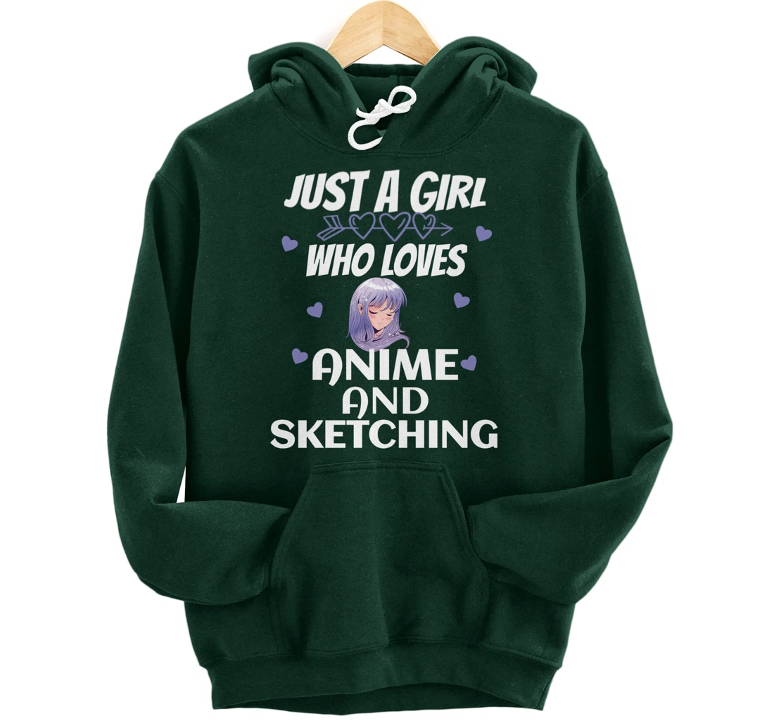 Just A Girl Who Loves Anime and sketching Gift Women Pullover Hoodie