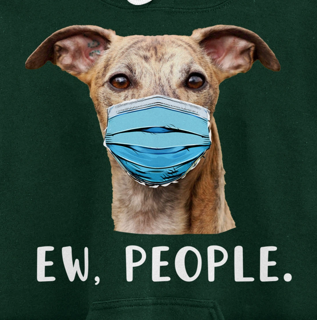 Whippet Dog Wearing a Face Mask Ew People Funny Gift Pullover Hoodie