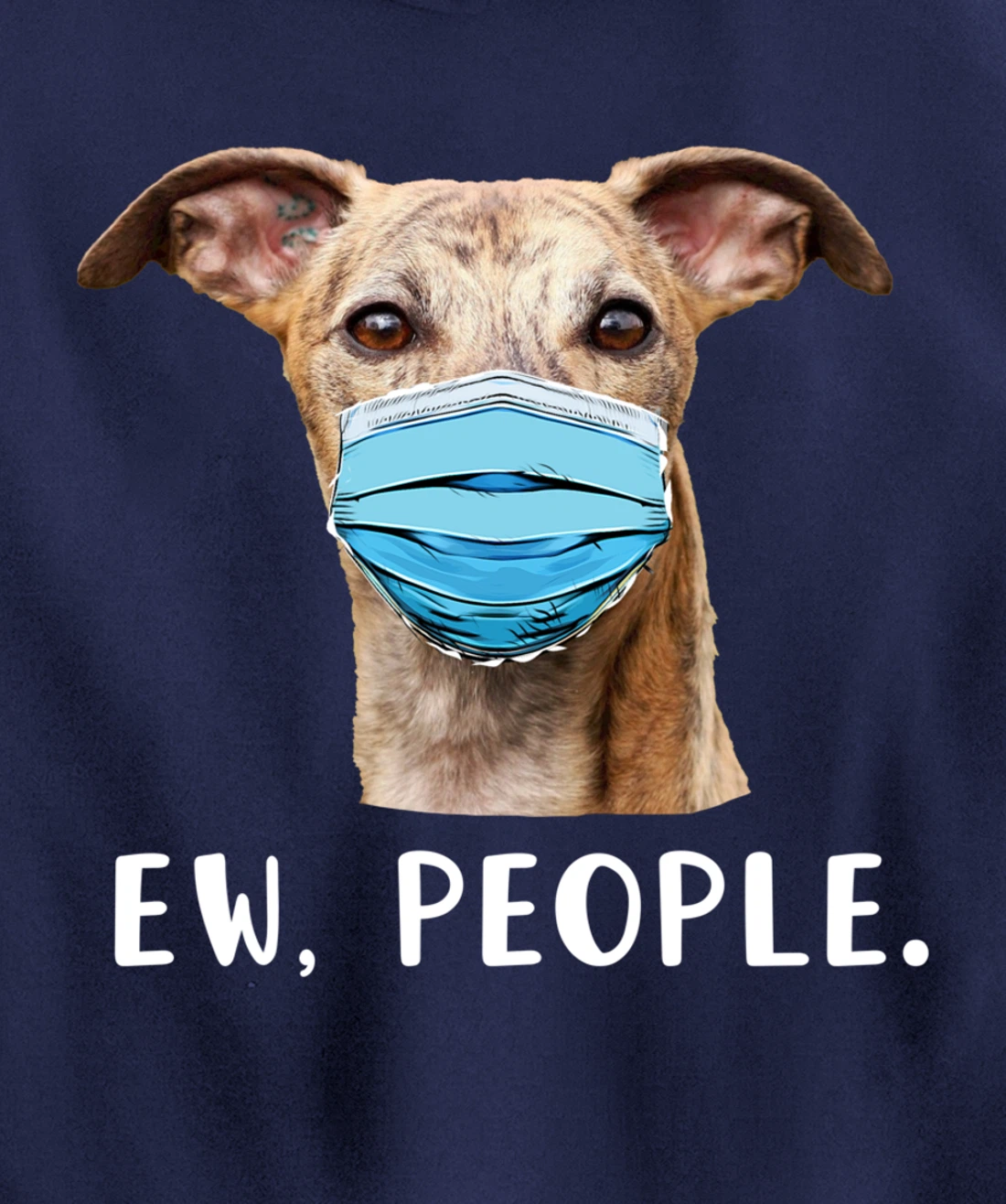 Whippet Dog Wearing a Face Mask Ew People Funny Gift Pullover Hoodie