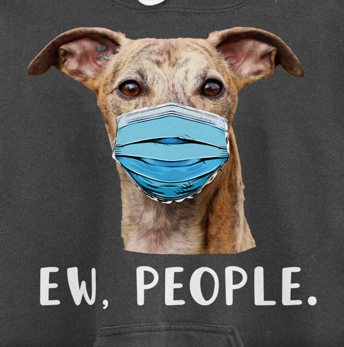Whippet Dog Wearing a Face Mask Ew People Funny Gift Pullover Hoodie