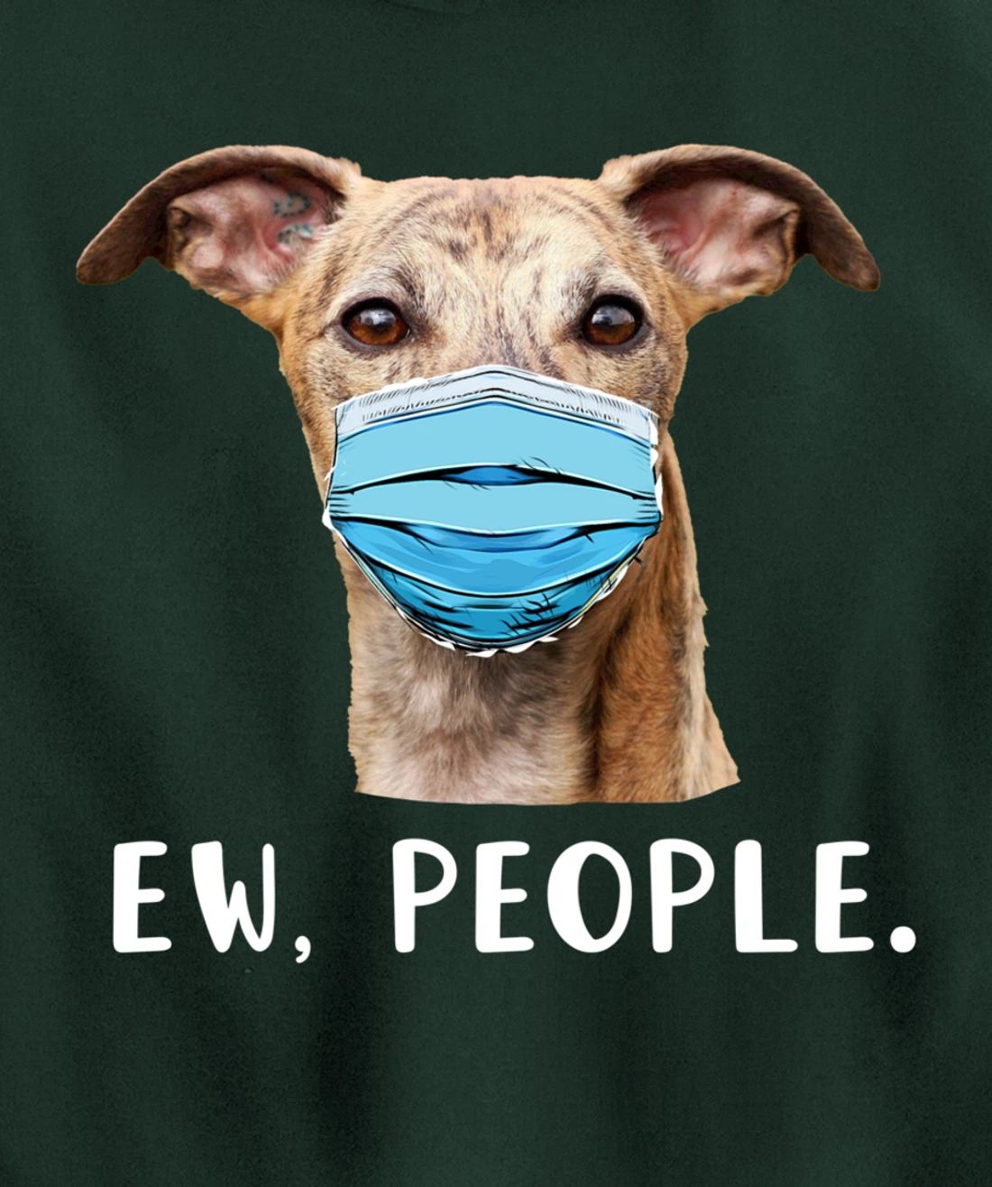 Whippet Dog Wearing a Face Mask Ew People Funny Gift Pullover Hoodie